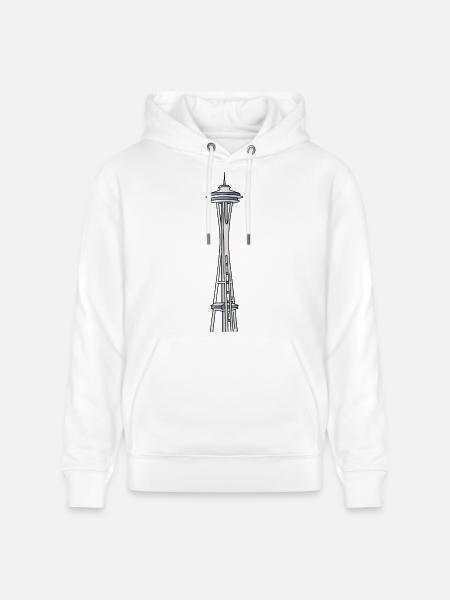 "Space Needle" in Seattle - Stanley/Stella CRUISER Unisex Organic Hoodie - white