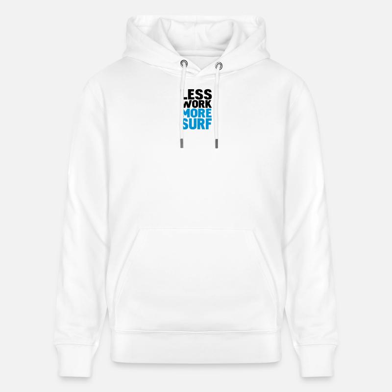 less work more surf - Stanley/Stella Unisex Bio-Hoodie CRUISER  - Weiß