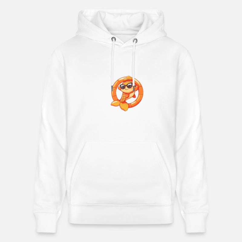 Poisson rouge Bande dessinée Cool - Sweat à capuche bio CRUISER Stanley/Stella Unisexe - blanc