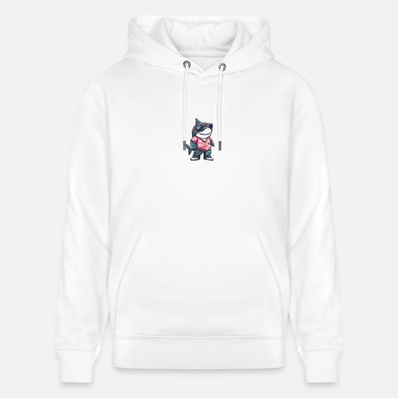 Requin Bande Dessinée Cool Été - Sweat à capuche bio CRUISER Stanley/Stella Unisexe - blanc