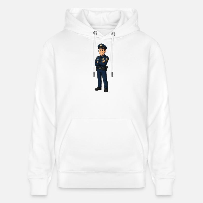 Illustration d’un policier en service - Sweat à capuche bio CRUISER Stanley/Stella Unisexe - blanc