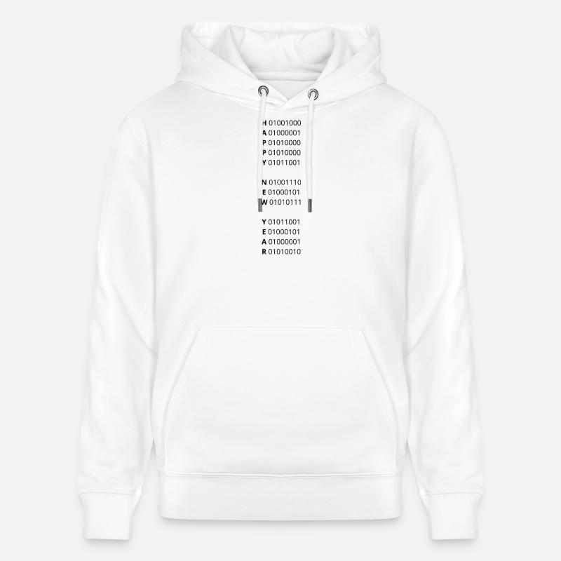 BONNE ANNÉE – code binaire - Sweat à capuche bio CRUISER Stanley/Stella Unisexe - blanc