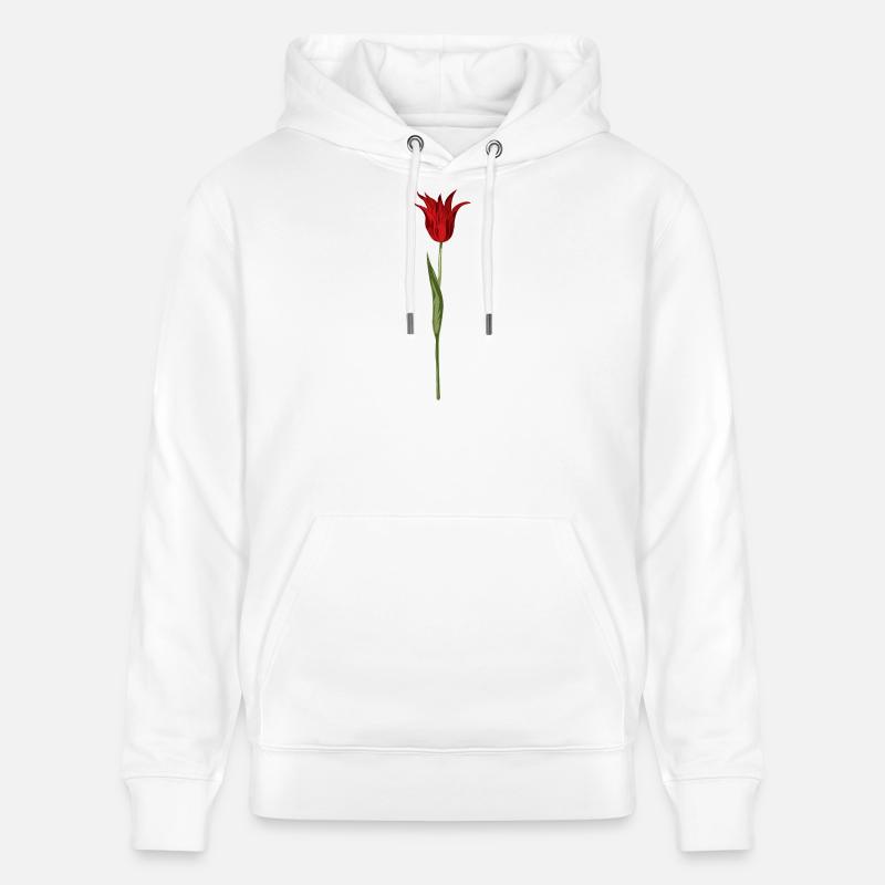 Tulipe abstraite fleur en rouge - Sweat à capuche bio CRUISER Stanley/Stella Unisexe - blanc