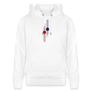 Rot-Blauer geometrischer Puls - Stanley/Stella Unisex Bio-Hoodie CRUISER  - Weiß - Vorne - Alina (178cm) & Michal (187cm)