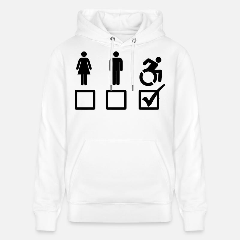 L’utilisateur d’un fauteuil roulant convient # - Sweat à capuche bio CRUISER Stanley/Stella Unisexe - blanc