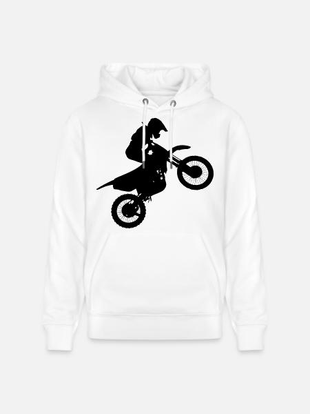 Motocross rider image # - Stanley/Stella CRUISER Unisex Organic Hoodie - white