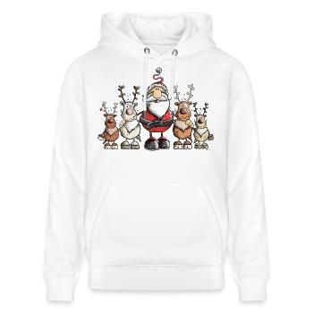 Père Noël avec des rennes - Sweat à capuche bio CRUISER Stanley/Stella Unisexe - blanc - Devant - Alina (178cm) & Michal (187cm)