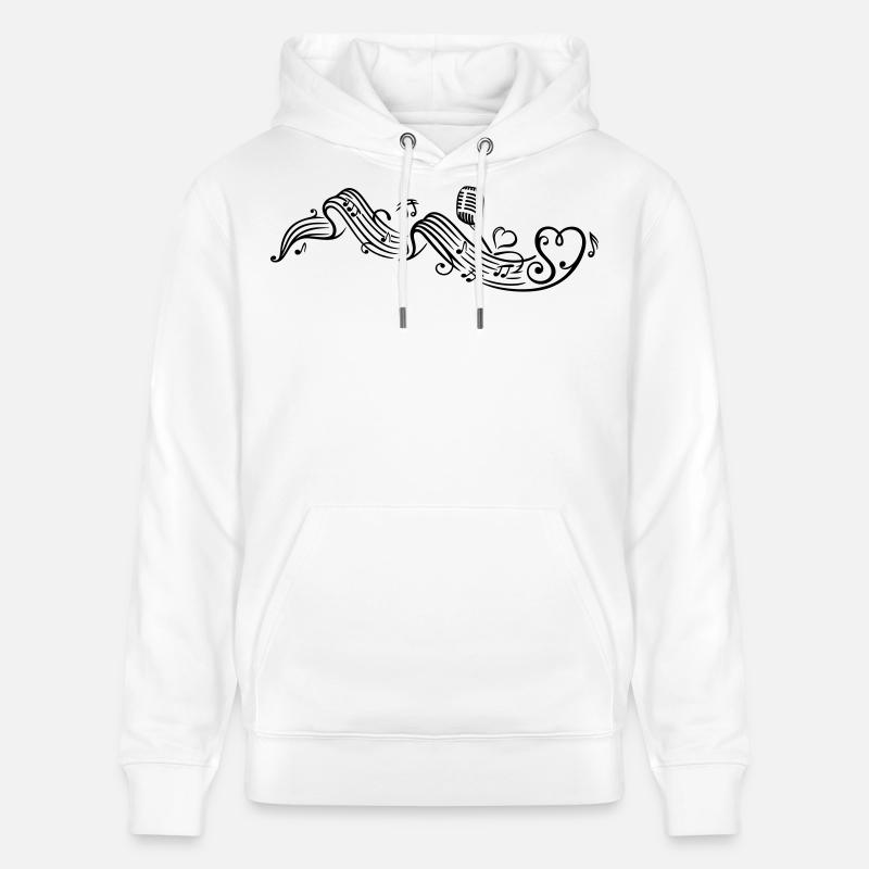 Notenblatt mit microphon, music, notes, clef - Stanley/Stella Unisex Bio-Hoodie CRUISER  - Weiß
