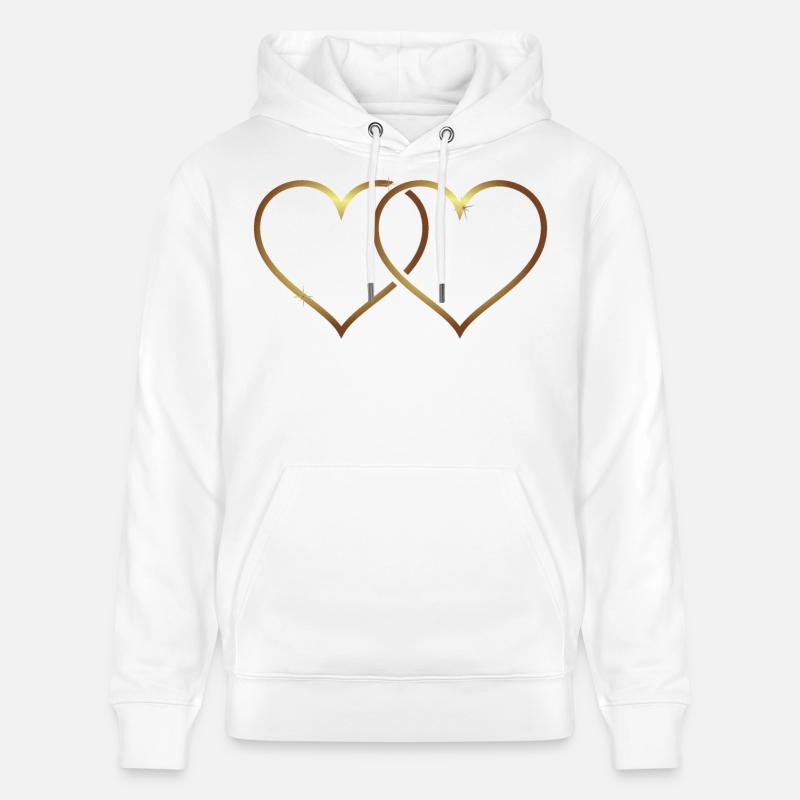 Dwa serca, dwa serca, serce, miłość, małżeństwo* - Ekologiczna bluza z kapturem typu unisex Stanley/Stella CRUISER  - biały