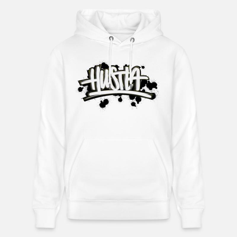 Lettrage de graffiti Hustla - Sweat à capuche bio CRUISER Stanley/Stella Unisexe - blanc