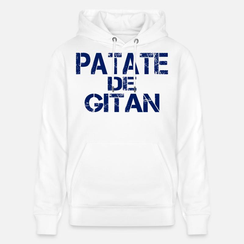 Patate GITAN bleu - Sweat à capuche bio CRUISER Stanley/Stella Unisexe - blanc