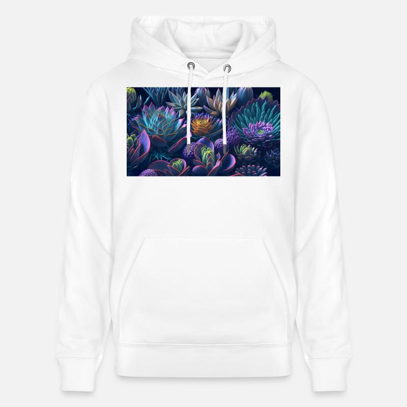 Succulent cadeau Echeveria - Sweat à capuche bio CRUISER Stanley/Stella Unisexe - blanc