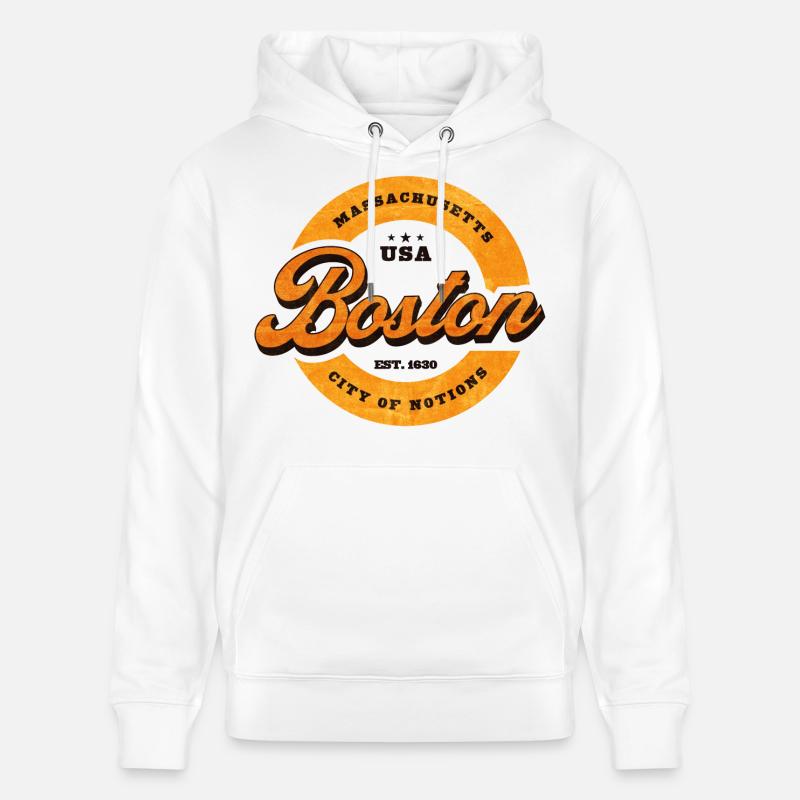 Impression du logo Boston Retro Circle - Sweat à capuche bio CRUISER Stanley/Stella Unisexe - blanc
