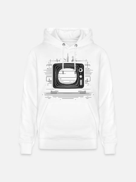 Retro TV Drawing - Stanley/Stella CRUISER Unisex Organic Hoodie - white