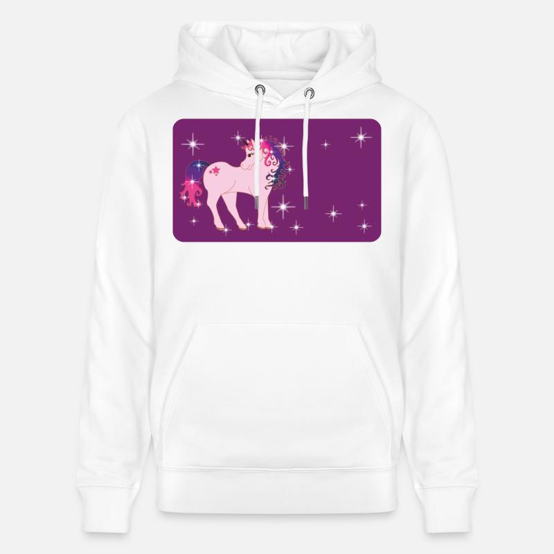 Fantasy Einhorn mit Sternchen - lila  - Stanley/Stella Unisex Bio-Hoodie CRUISER  - Weiß