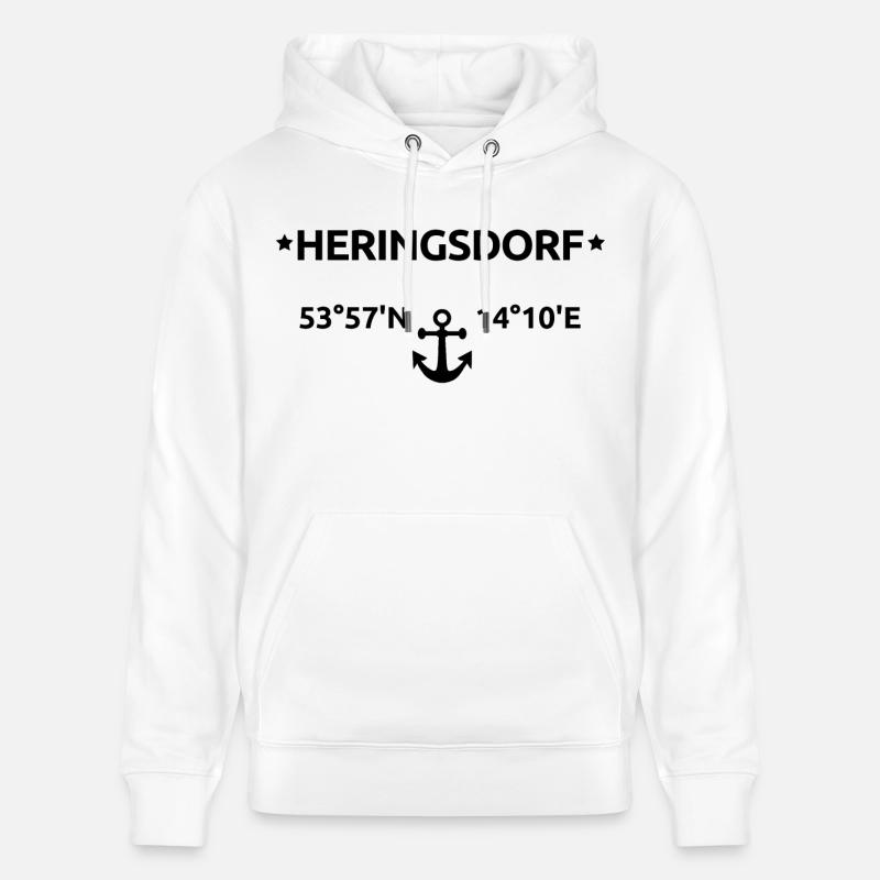 Coordonnées de Heringsdorf - Sweat à capuche bio CRUISER Stanley/Stella Unisexe - blanc