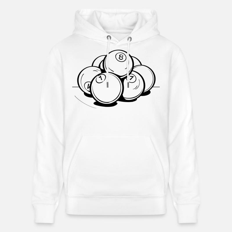 Dessin de boules de billard - Sweat à capuche bio CRUISER Stanley/Stella Unisexe - blanc