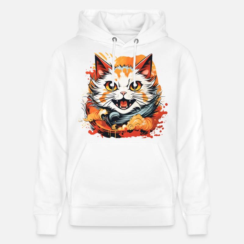 Style d’anime de chat - Sweat à capuche bio CRUISER Stanley/Stella Unisexe - blanc
