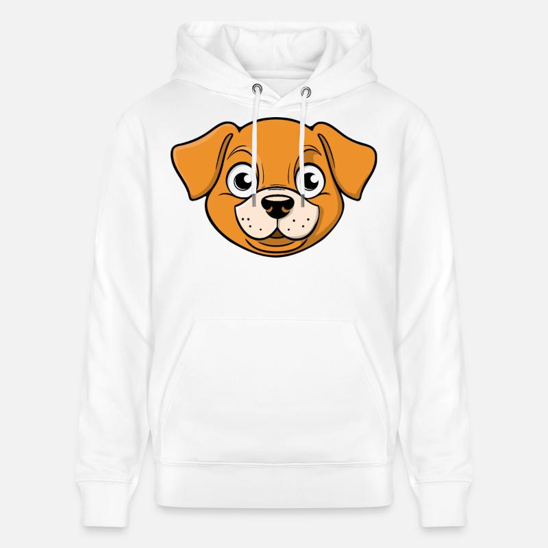Image joyeuse de la tête d’un chien - Sweat à capuche bio CRUISER Stanley/Stella Unisexe - blanc