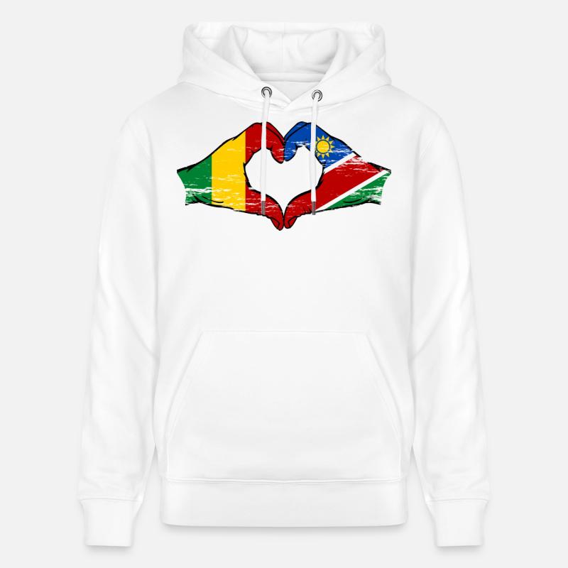 Mali Nairobi drapeau mains cœur utilisé - Sweat à capuche bio CRUISER Stanley/Stella Unisexe - blanc