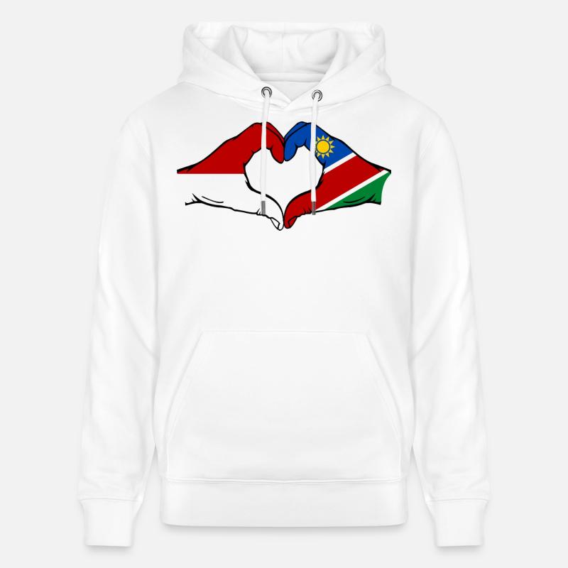 Indonesien_Namibia_Flagge_Haende_Herzform - Sweat à capuche bio CRUISER Stanley/Stella Unisexe - blanc