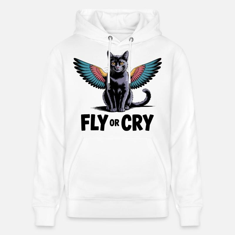 Fliege oder rufe Katze - Stanley/Stella Unisex Bio-Hoodie CRUISER  - Weiß