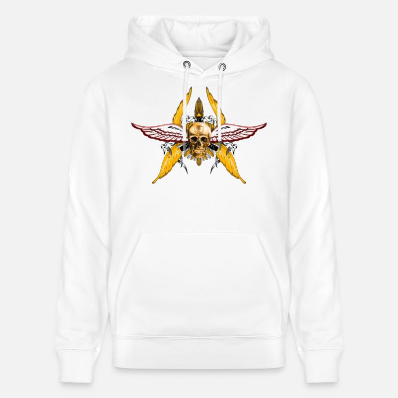 Ange avec crâne et ailes - Sweat à capuche bio CRUISER Stanley/Stella Unisexe - blanc