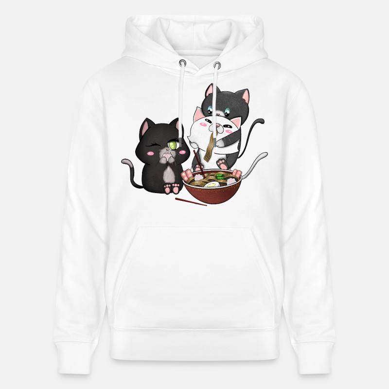 chats mangeant des ramen - Sweat à capuche bio CRUISER Stanley/Stella Unisexe - blanc