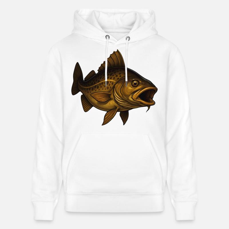 Poisson majestueux à la bouche ouverte - Sweat à capuche bio CRUISER Stanley/Stella Unisexe - blanc