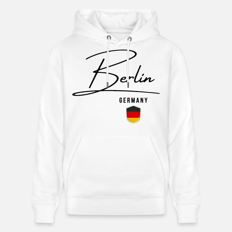 Design élégant Berlin, j’adore Berlin - Sweat à capuche bio CRUISER Stanley/Stella Unisexe - blanc