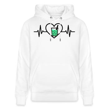 Bubble Tea Heart Boba Drink Sweet Trend - Stanley/Stella CRUISER Unisex Organic Hoodie - white - Front - Alina (178cm) & Michal (187cm)
