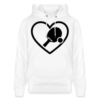 Herz + Tischtennis – Tischtennis Leidenschaft - Stanley/Stella Unisex Bio-Hoodie CRUISER  - Weiß - Vorne - Alina (178cm) & Michal (187cm)