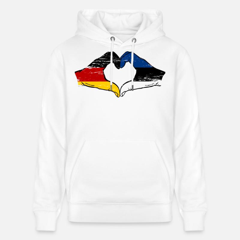 Drapeau allemand Estonie Heart utilisé - Sweat à capuche bio CRUISER Stanley/Stella Unisexe - blanc