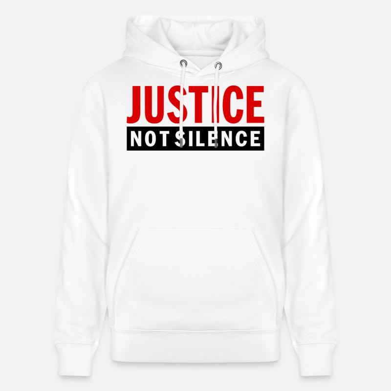 Justice Not Silence Déclaration de Gerechtigkeit - Sweat à capuche bio CRUISER Stanley/Stella Unisexe - blanc