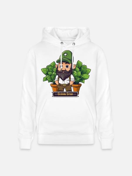 Green Gardener Gnome Comic - Stanley/Stella CRUISER Unisex Organic Hoodie - white