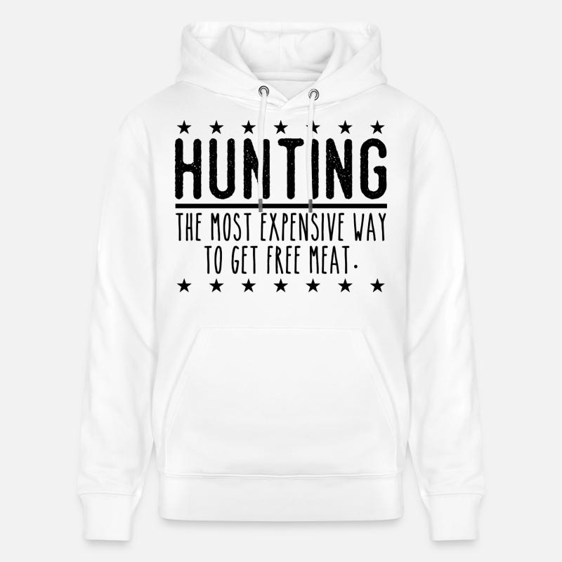 Jäger Lustiger Spruch – Gratis Fleisch Design - Stanley/Stella Unisex Bio-Hoodie CRUISER  - Weiß