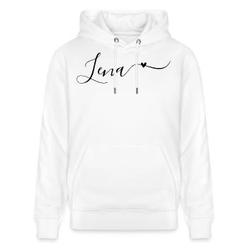 Lena Name Vorname Dekorativ - Stanley/Stella Unisex Bio-Hoodie CRUISER  - Weiß - Vorne - Alina (178cm) & Michal (187cm)