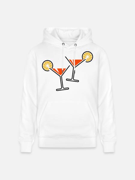 2 Cocktailgläser / Cocktail / Martini + (Orange) - Stanley/Stella Unisex Bio-Hoodie CRUISER  - Weiß