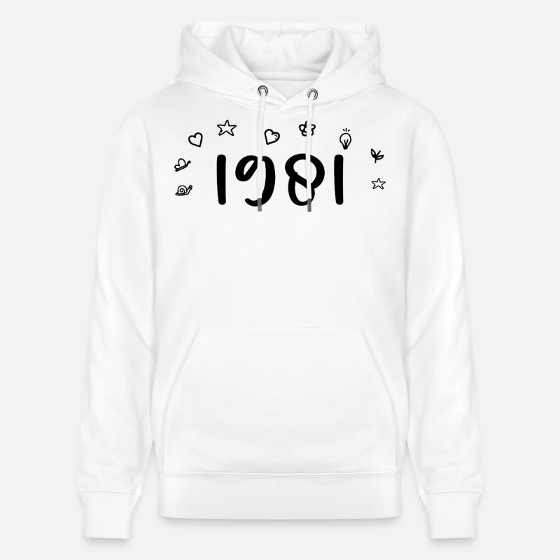 1981 Anniversaire 1981 Retro 1981 - Sweat à capuche bio CRUISER Stanley/Stella Unisexe - blanc