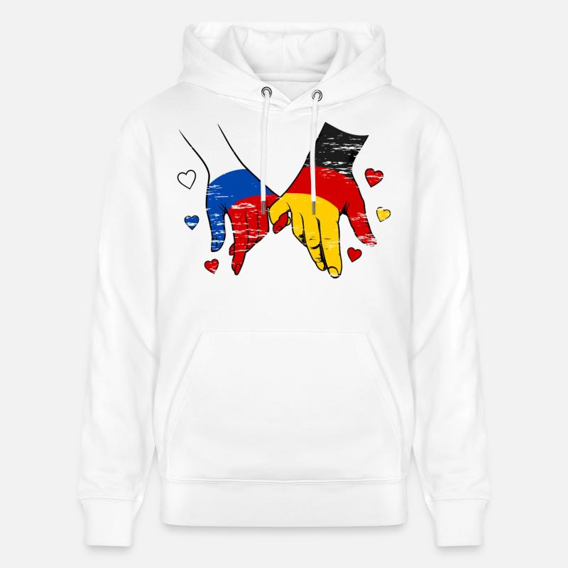 Drapeau russe-allemand se tenant la main - Sweat à capuche bio CRUISER Stanley/Stella Unisexe - blanc