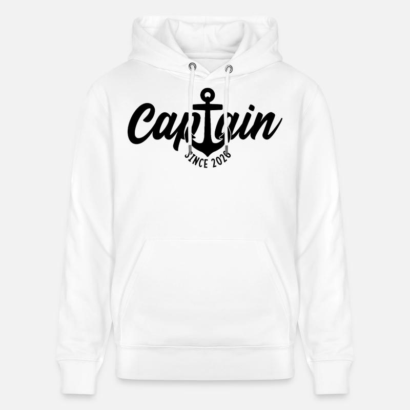 CAPITAINE DEPUIS 2026 - Sweat à capuche bio CRUISER Stanley/Stella Unisexe - blanc