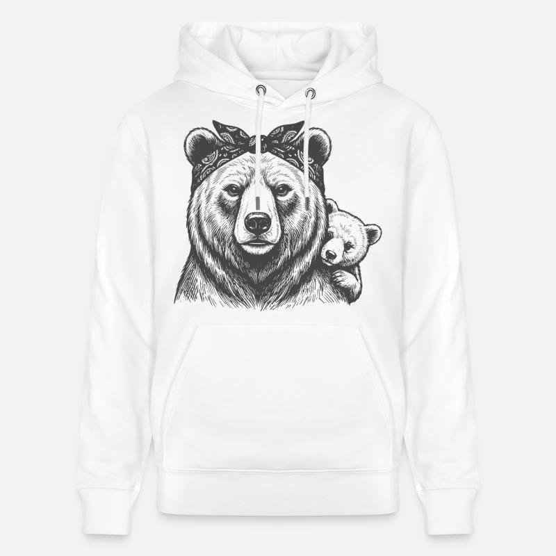 Maman Ours avec l’Enfant - Sweat à capuche bio CRUISER Stanley/Stella Unisexe - blanc