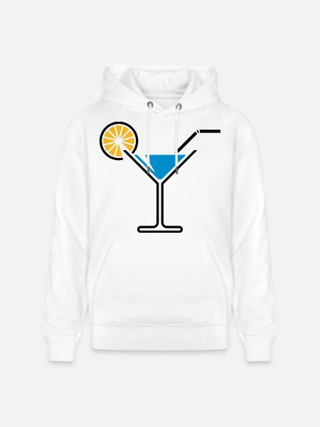 Cocktail / Cocktail Glass / Martini + (Light Blue) - Stanley/Stella CRUISER Unisex Organic Hoodie - white