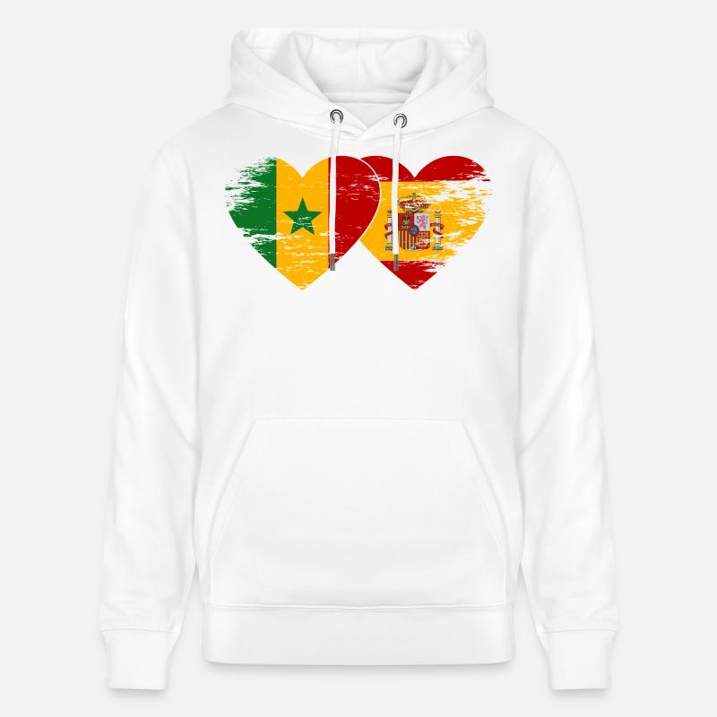 Senegal_Spanien_Flagge_Herz_used - Sweat à capuche bio CRUISER Stanley/Stella Unisexe - blanc