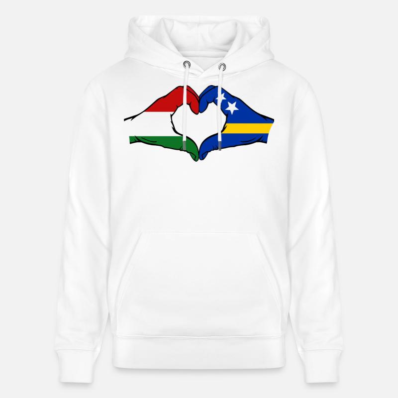 Ungarn_Curaçao_Flagge_Haende_Herzform - Sweat à capuche bio CRUISER Stanley/Stella Unisexe - blanc