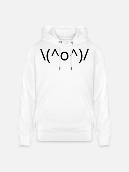 Joy Emote \(^o^)/ Arms Up Kaomoji - Stanley/Stella CRUISER Unisex Organic Hoodie - white