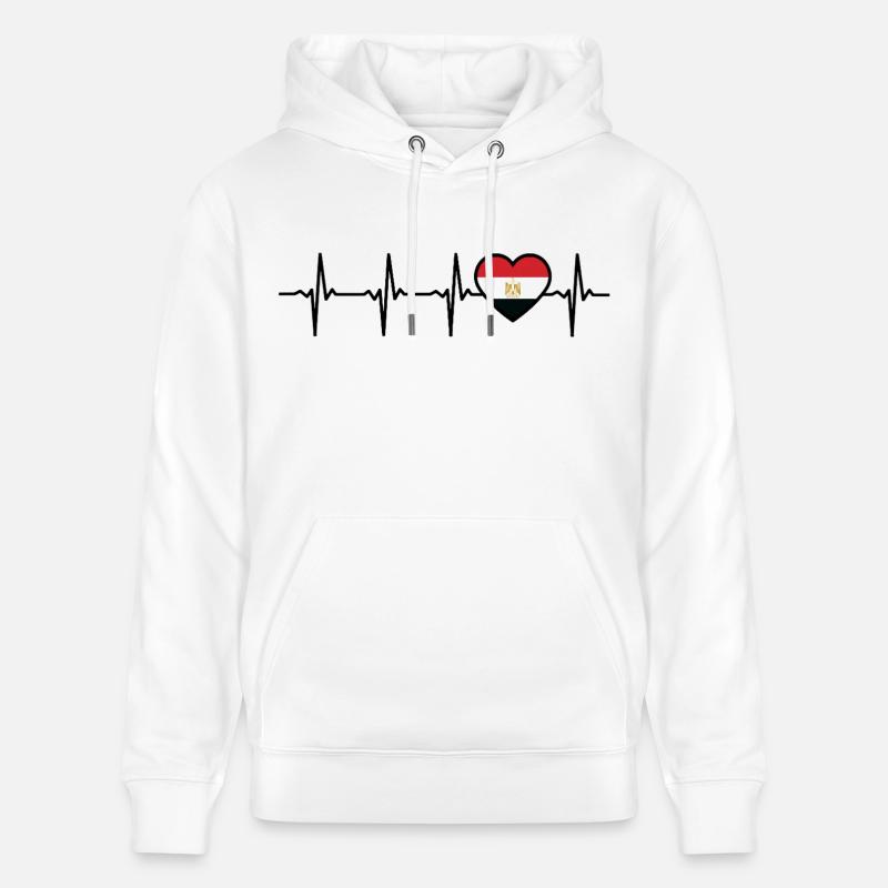Égypte Heartbeat Drapeau Egyptiens - Sweat à capuche bio CRUISER Stanley/Stella Unisexe - blanc