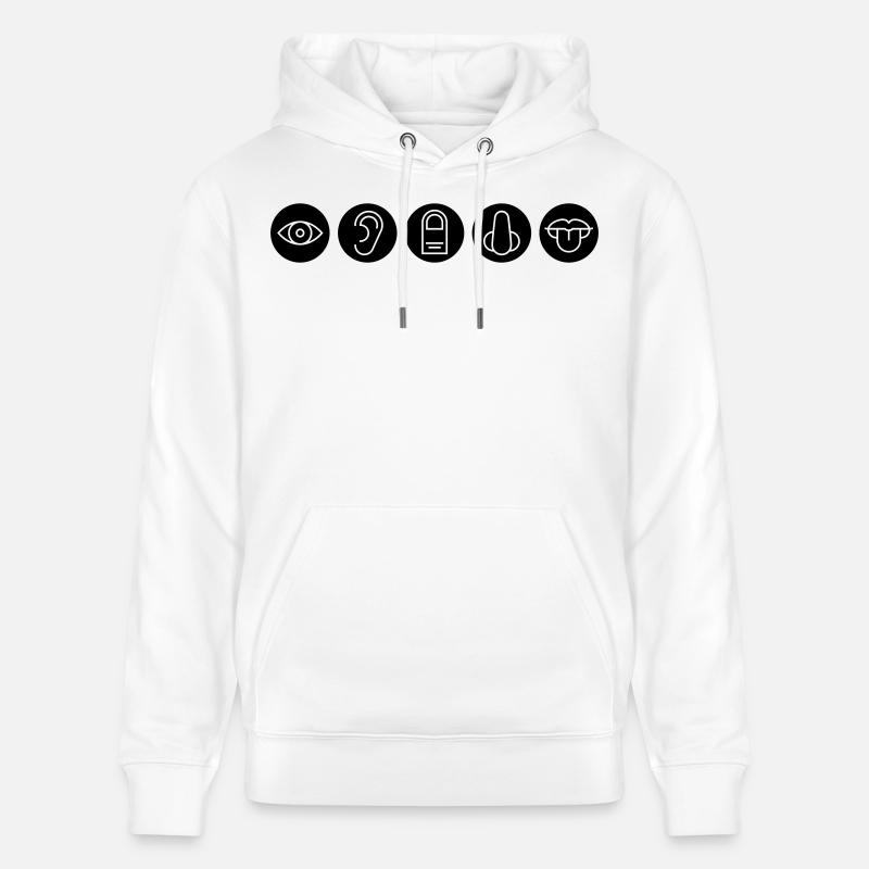 Cinq sens, organes sensoriels - Sweat à capuche bio CRUISER Stanley/Stella Unisexe - blanc
