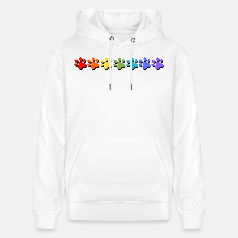 Empreinte de patte chien chat arc-en-ciel - Sweat à capuche bio CRUISER Stanley/Stella Unisexe - blanc