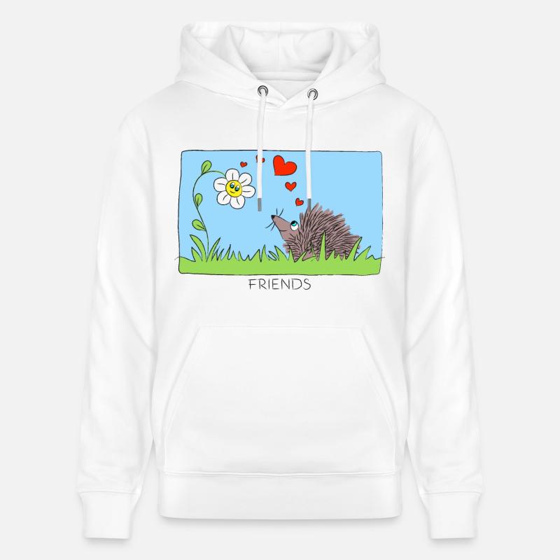 AMIS Hérisson et fleur - Sweat à capuche bio CRUISER Stanley/Stella Unisexe - blanc
